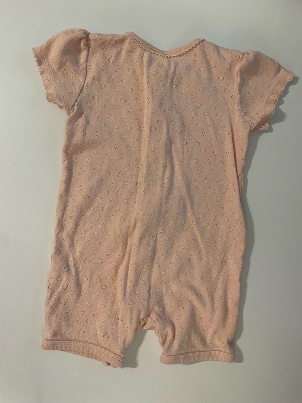 H&M 100% Organic Cotton Soft Pink Heart Eyelet Baby One-Piece Romper - Picture 7 of 9